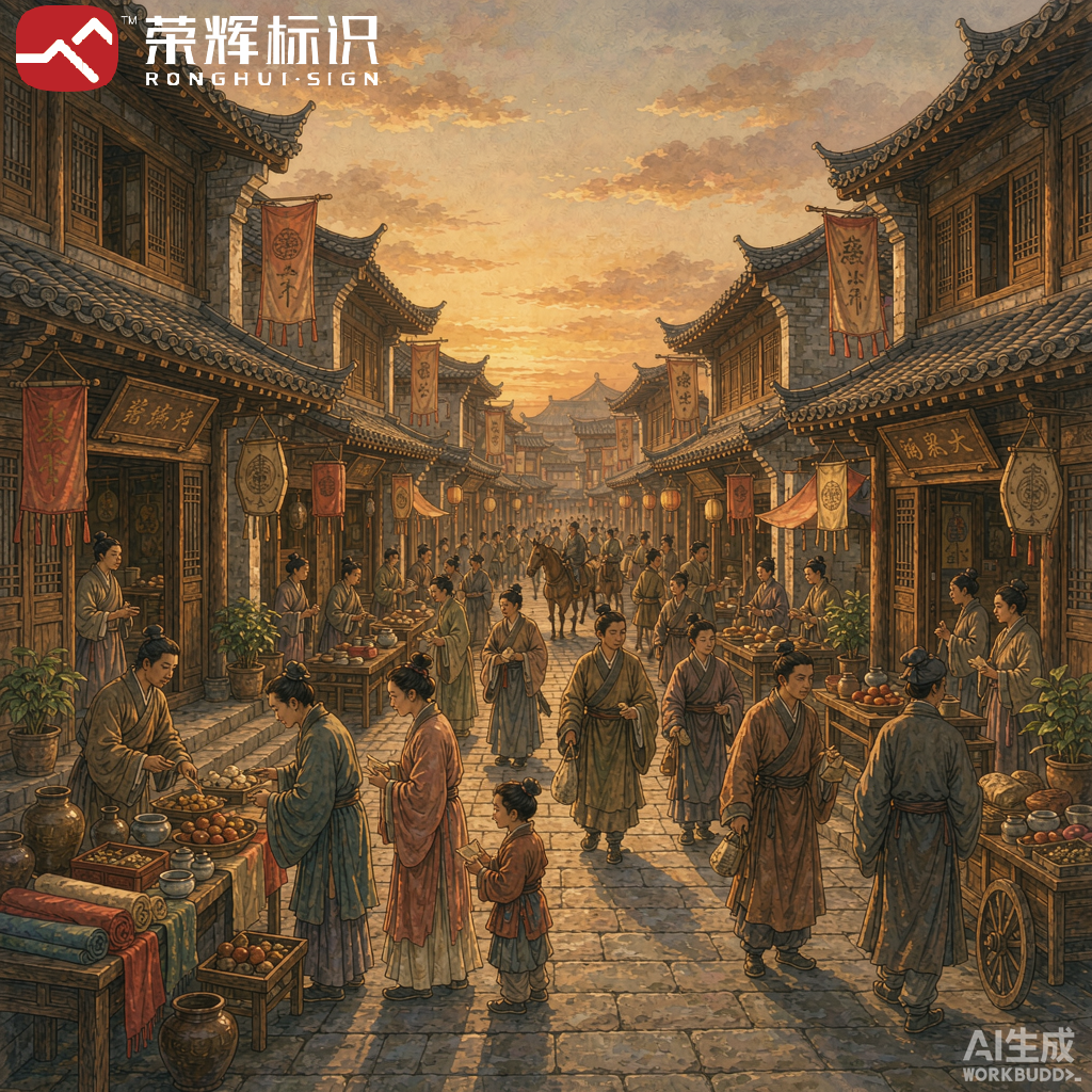 中国古代市井招幌酒旗示意