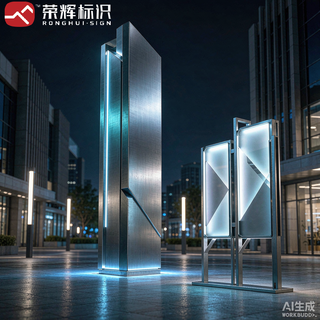 现代城市精神堡垒发光导向牌示意