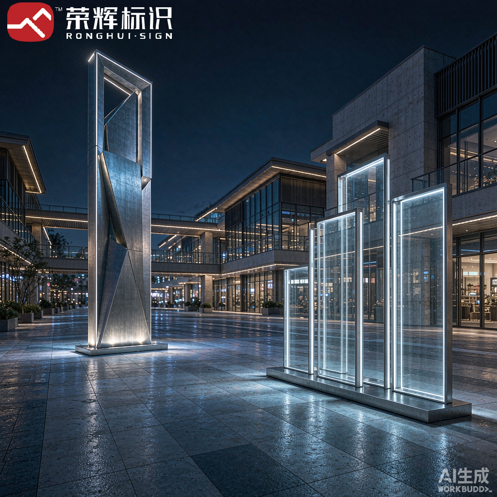 现代景区精神堡垒与发光导视示意图